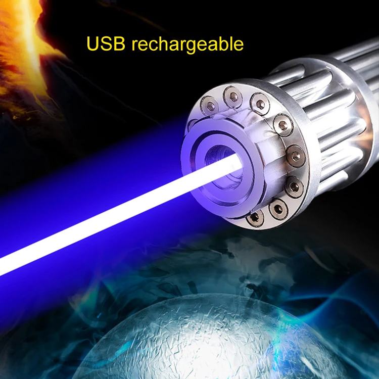 

Military Powerful Laser Pointer Blue 10 Mile High Powered Burning Laser USB Rechargeable Built in Battery 1000mw Laserpen Box