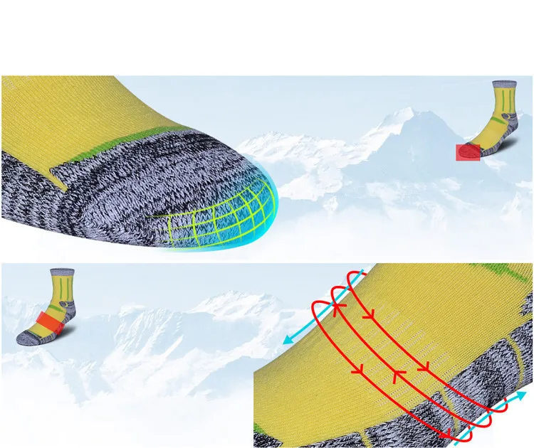 2 пар/лот, уличные спортивные носки для катания на лыжах, для мужчин и женщин, хлопковые дышащие походные Лыжные носки для бега, толстые футбольные носки