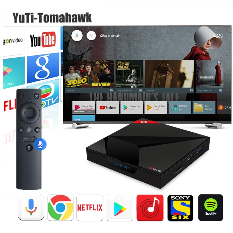 ТВ приставка BM X88 Rockchip RK3328 с поддержкой Google Android 7 1 4 ГБ/32 ГБ голосовым управлением