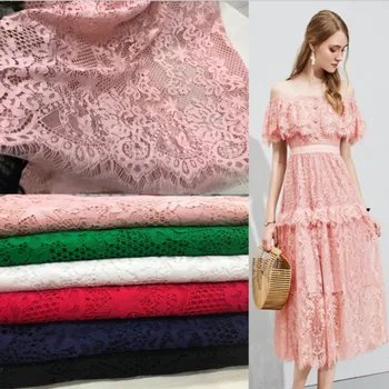 

New Nylon lace fabric Embroidered Flower White Lace for Wedding Dress Sewing accessories