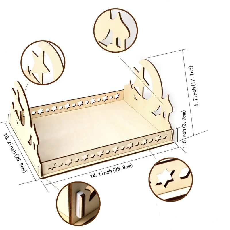 Eid Рамадан Мубарак полый деревянный десерт для еды лоток украшения деревянная доска Eid украшение стола для дома DIY вечерние принадлежности
