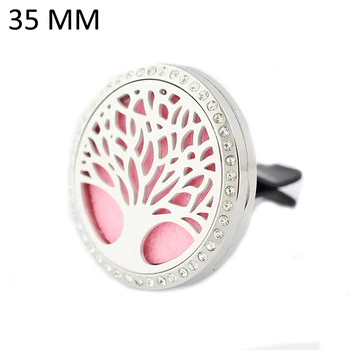 

35mm Stainless Steel rhinestone crystal tree design car essential oil aroma diffuser perfume locket vent clip