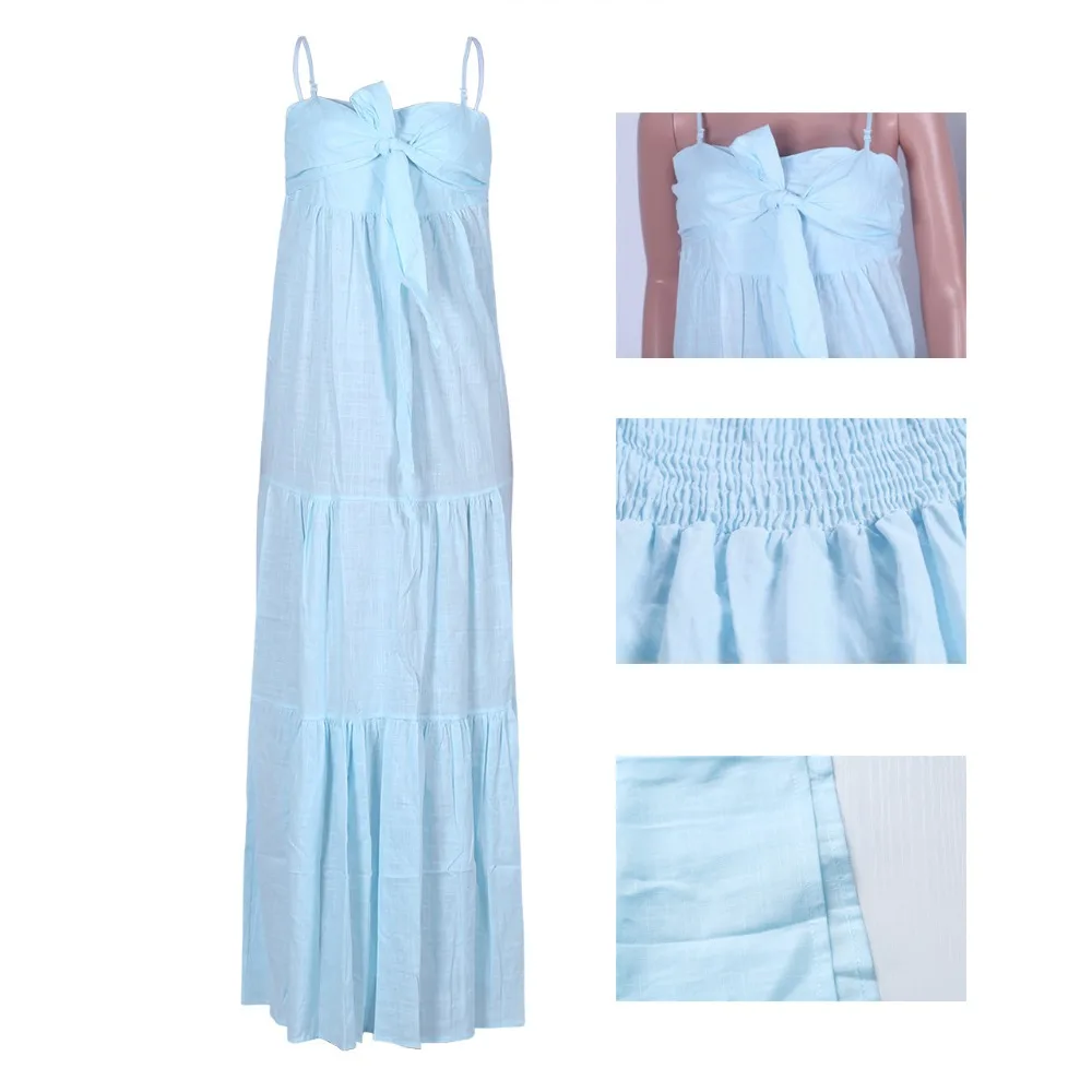 Женское летнее пляжное платье-спагетти на бретельках с завязками, бюстгальтер с каскадными оборками, комбинированное Макси платье богемные Длинные платья vestido GLME283