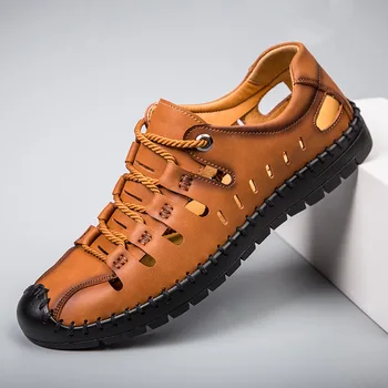 

Summer 2020 Men's Sandals Classic Men Soft Sandals Comfortable Men Outdoor Hiking Shoes Genuine Leather Men Sandals Top Quality