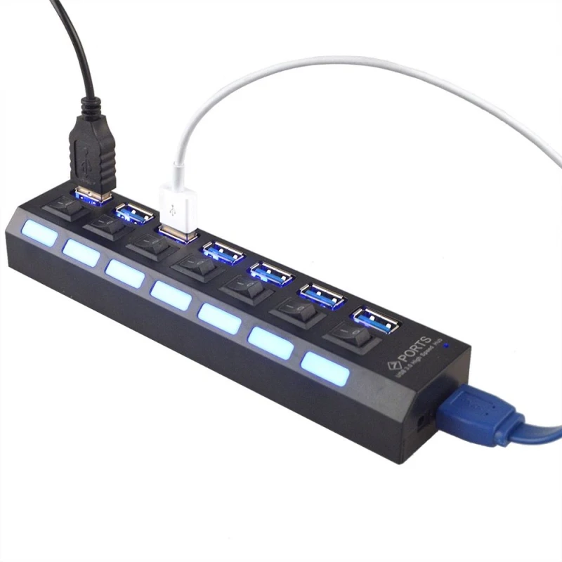 USB концентратор 3 0 7 портов портативный микро разветвитель с мощностью