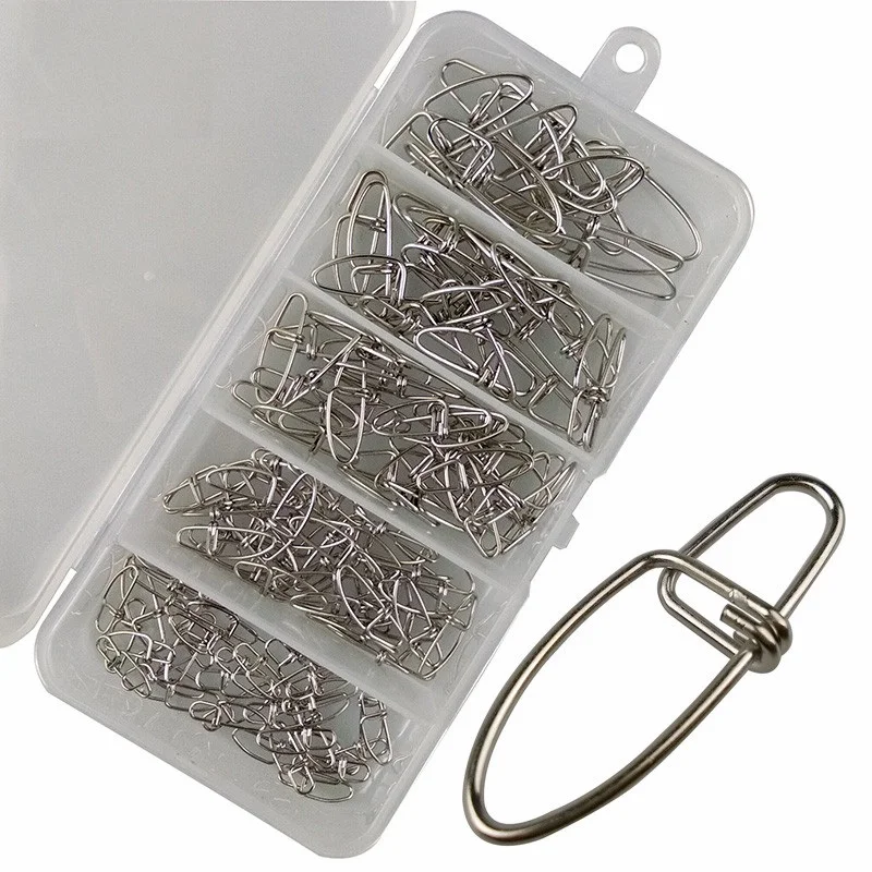 

HiUmi 155pcs/set Fishing Insurance Snaps Pin Connector Stainless Steel Fishing Hook Snap Clips Connector Set With Box
