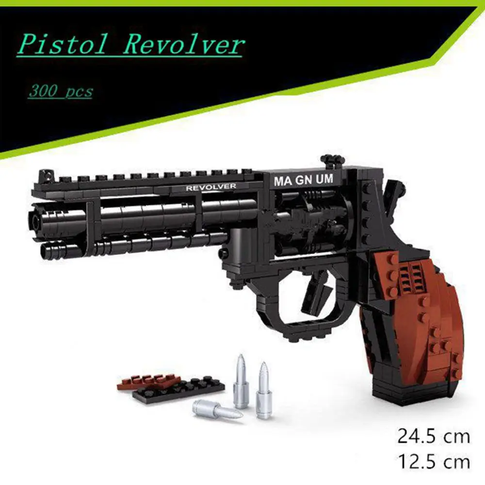 

300pcs Building Blocks Assembled Military Series Super Large Pistol Revolver Compatible Educational Toys