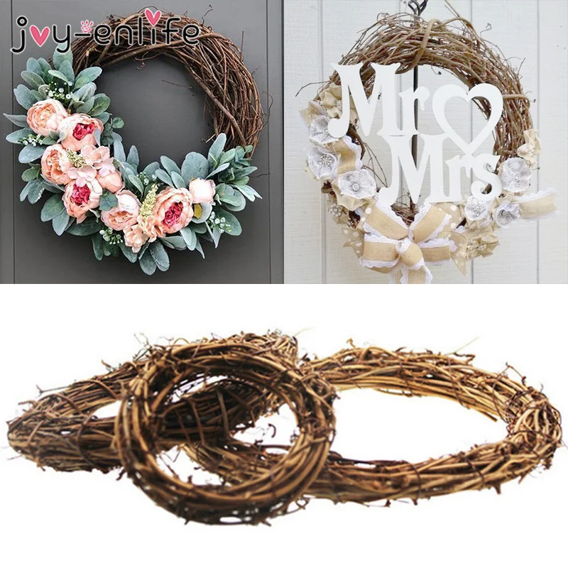 

Wedding Decoration Wreath Natural Rattan Wreath Garland DIY Crafts Decor For Home Door Grand Tree Christmas Gift Party Ornament