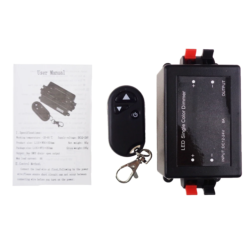 DC 12V 24V RF Wireless Remote LED Single Color Dimmer ...