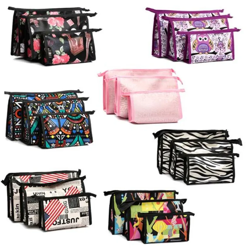 

Fabulous 3pcs Cosmetic Toiletry Travel Wash Makeup Bag Holder Pouch Kits Set cosmetic bag Makeup bag wholesale No03