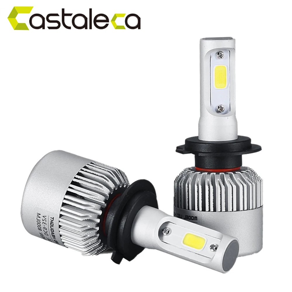

castaleca super bright 1 pair COB Chips H7 LED Headlight Kits Bulbs Auto Fog Lamps Cooling Fan S2 Series car-styling lights