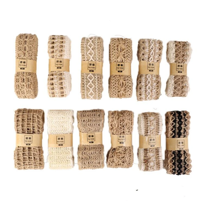 2Meter Width 3.5~5CM Wedding Decoration Hemp Rope Woven Ribbon Wedding Favor Jute Burlap Rolls Diy Decoration