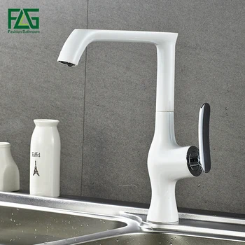 

FLG Kitchen faucet white water tap cold and hot Sink faucets basin sink mixer 360 degree rotating brass faucet 676-33W