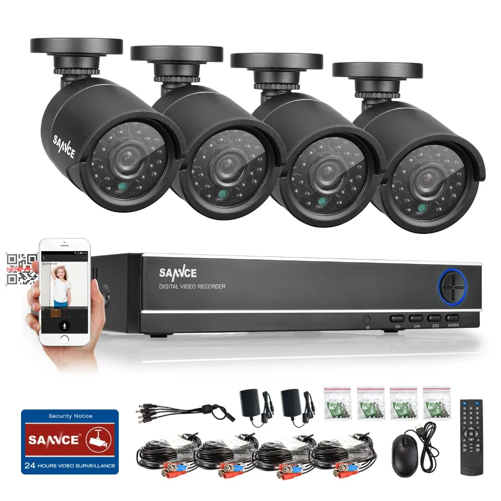 

SANNCE 4CH 720P CCTV Kit 4PCS Surveillance Camera 1200TVL IR outdoor Video Recorder System For Security Protection