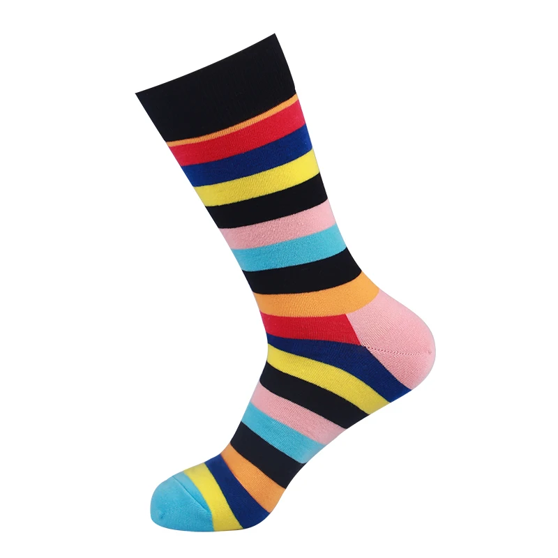 Новое поступление, мужские счастливые носки, фирменное качество, чёсаный хлопок, в полоску, цветные Смешные мужские носки, уличная одежда, повседневные носки - Цвет: 50141