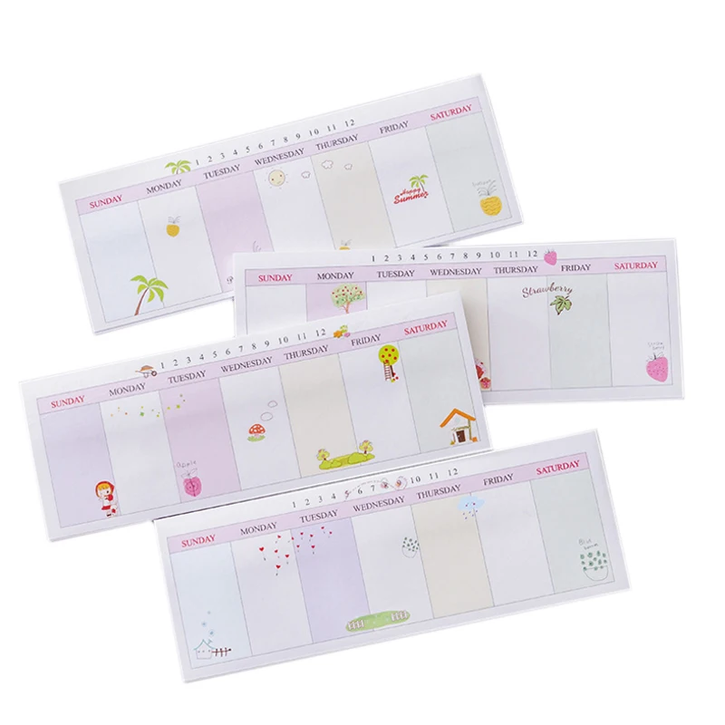 

1pack/lot Kawaiii Memo Weekly Plan Mini Memo Pad N Times Self Adhesive Schedule Sticky Notes Stationery For School And Office