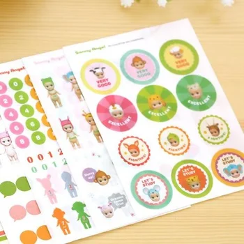 

6pcs/lot Sweet Little Angel Doll series Stationery sticker kids' toy DIY multifunctional sticker office school supplies