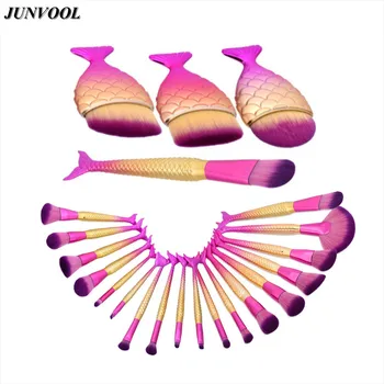 

Pro Fish Tail Makeup Brushes Set Mermaid Foundation Blending Powder Eyeshadow Contour Fan Brush Comestic Beauty Make Up Kit Pink