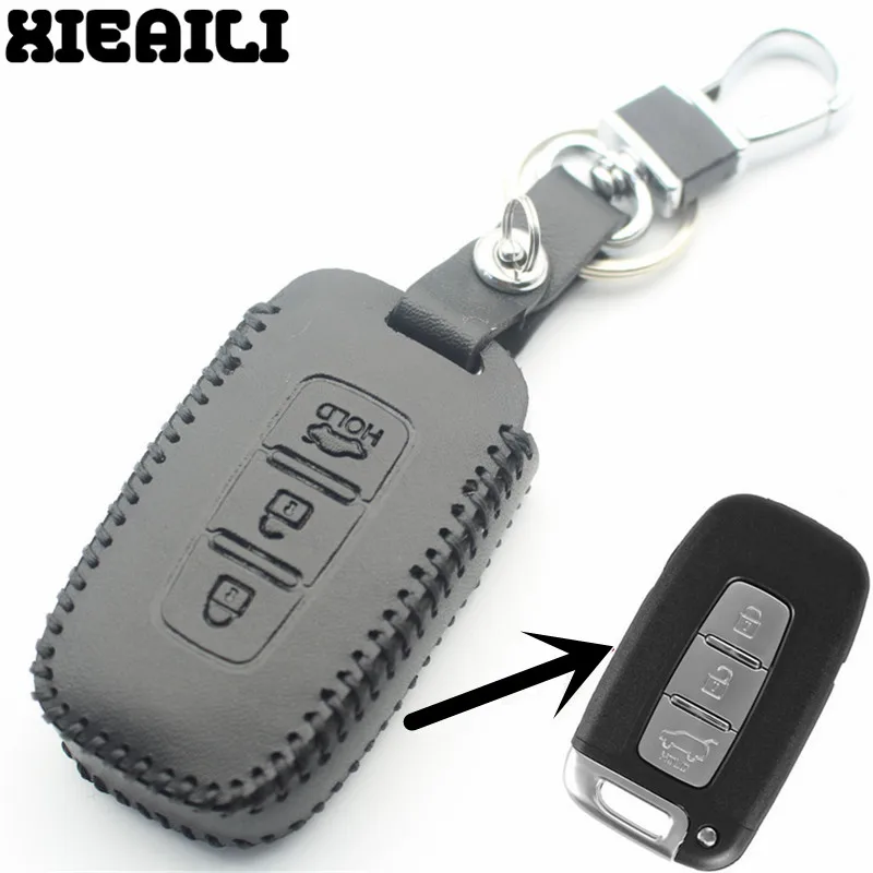

XIEAILI Genuine Leather Car Styling 3Button Key Case Cover For Kia K2/K5/Sportage For Hyundai Sonata/Elantra/I30/IX35 M35