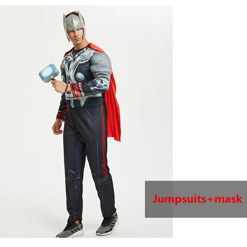 Костюм Мстителей Тора для взрослых, костюм на Хэллоуин, костюм из фильма с рисунком мышц супергероя, униформа Мстителей, 165-180 см, мужской Purim Gfit