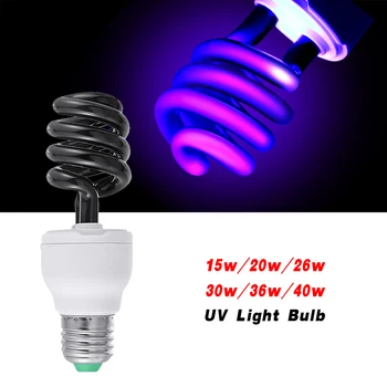 

220V E27 15-40W UV Lights Bulb UV Ultraviolet Fluorescent CFL Light Bulb Spiral Enegy Saving Black Light Violet Lamps Lighting