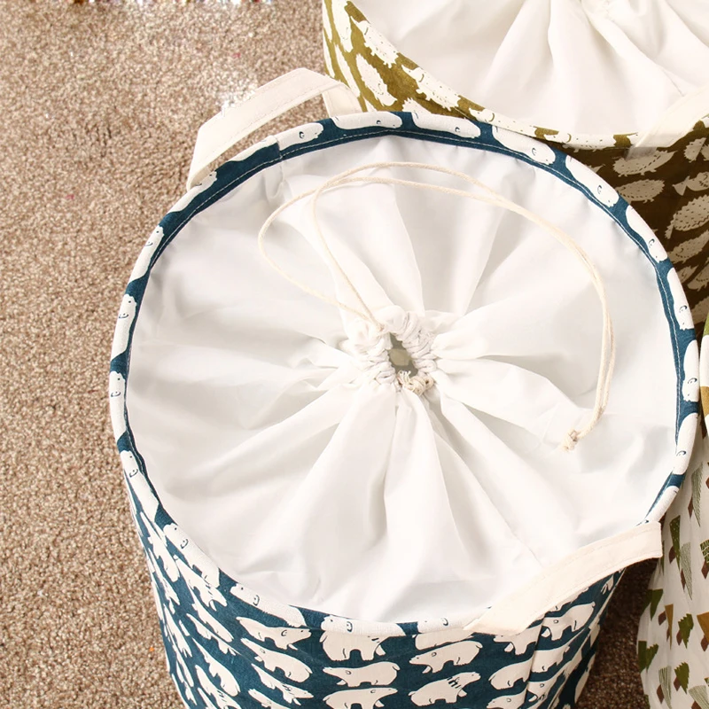 Farmhouse Style Waterproof Foldable Laundry Basket Beam Port Storage