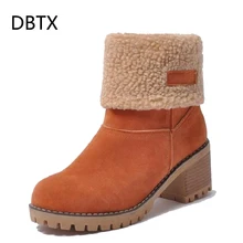 

DBTX 2018 Winter boots High Women Snow Boots plush Warm shoes Plus size keep warm slip on lady shoes female hot boots 737