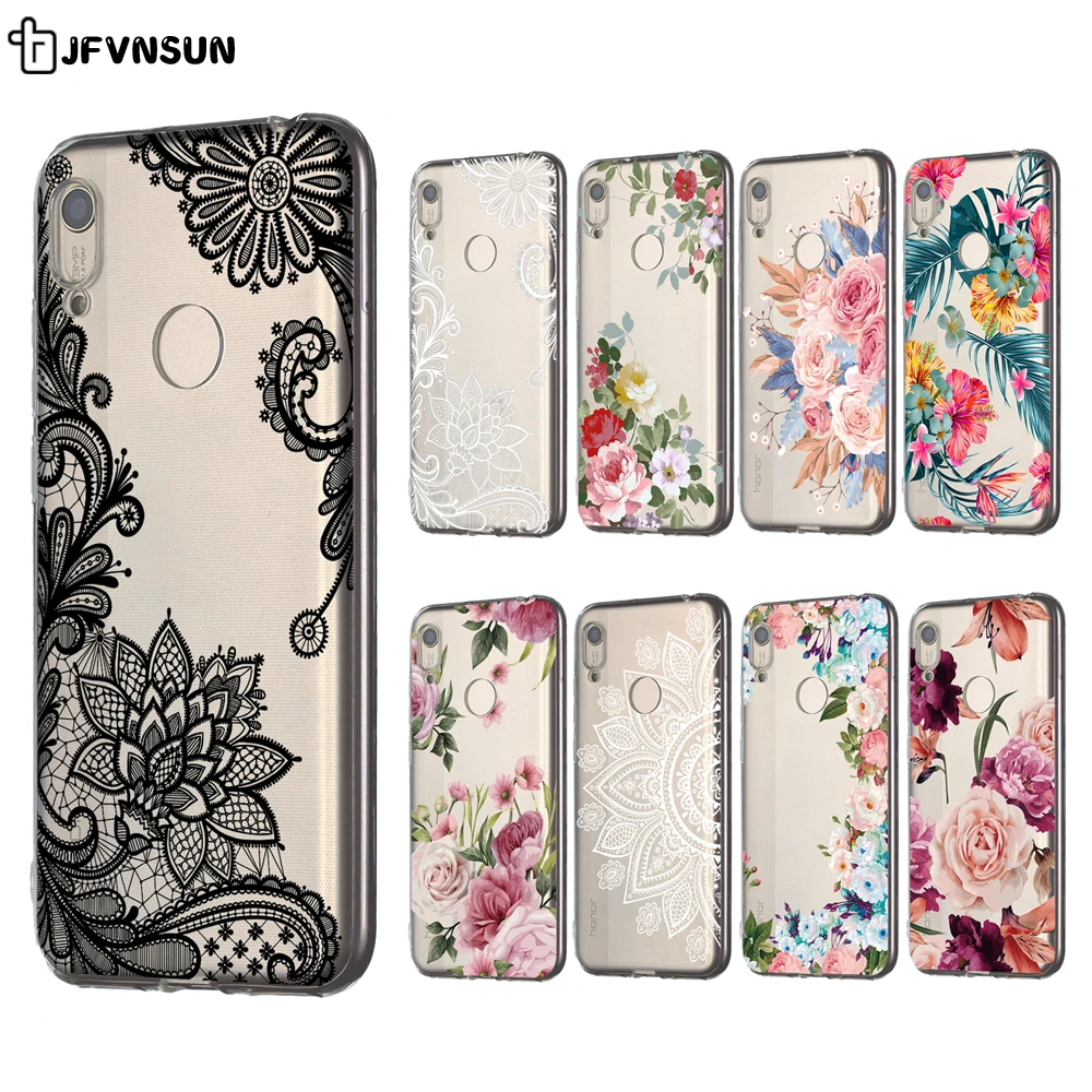 

huawei Honor 8A Case on Honor 8A Case 3D Relief Flower Pattern Skin Clear TPU Case on for Huawei Honor 8A 8 A Cover Cases 6.09"