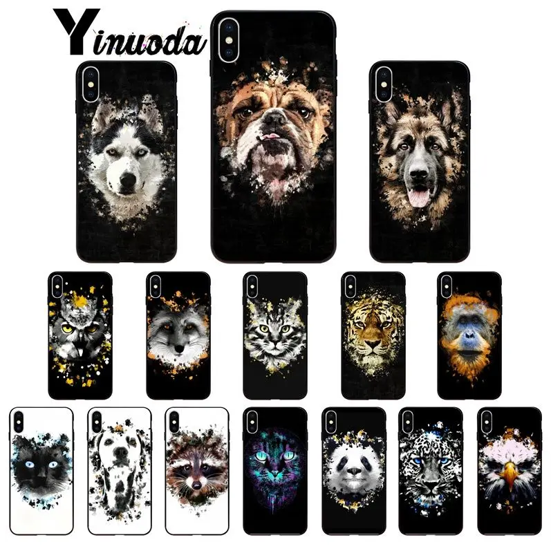 Yinuoda чехол для телефона с изображением животных собак тигра панды волка Арта Apple