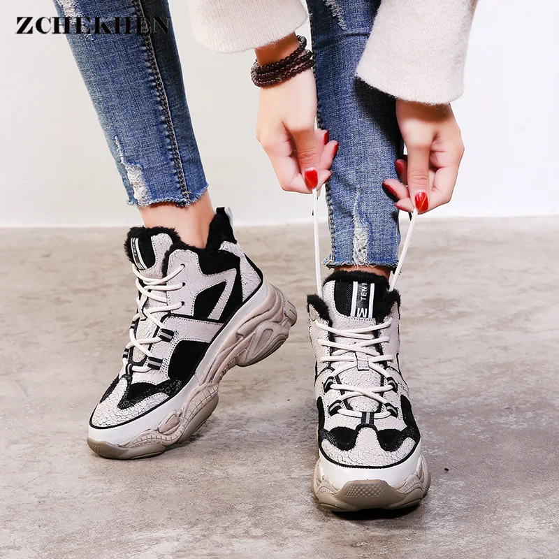 

Warm Plush Winter Boots Shoes Women Ulzzang Ins Dirty Dad Sneakers Shoes Ankle Boots for Women Botas Mujer Invierno