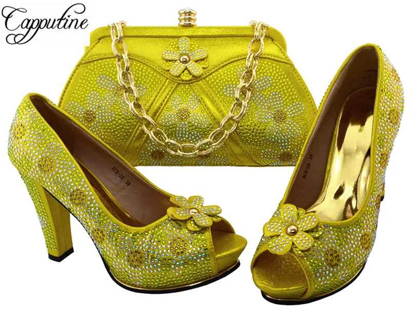 Wonderful party high heel sandal shoes matching with handbag set BCH 38