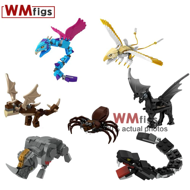 

Beasts Thestral Thunderb Ird Occamy Basilisk Horntail Animals Creature Building Blocks Toys Kids Kit