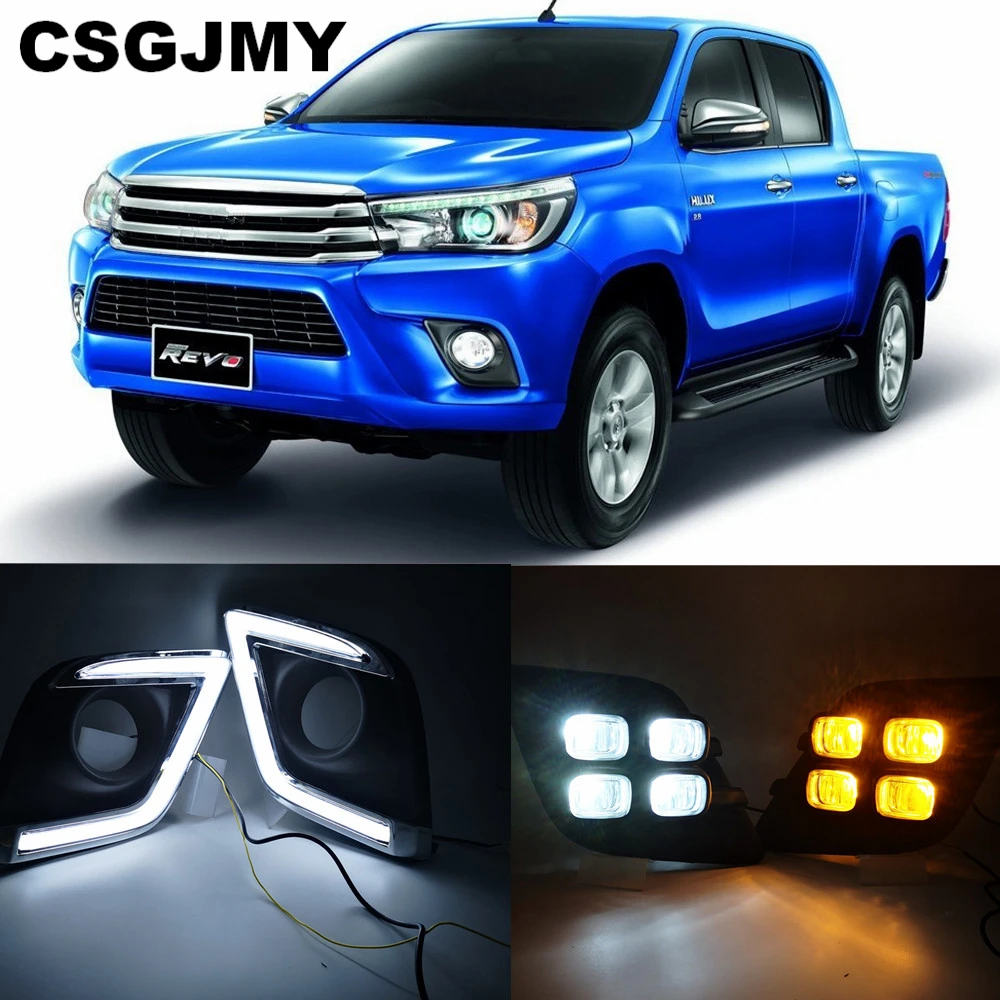 CSGJMY 2 шт. для Toyota Hilux Revo Vigo светодиодный DRL дневные ходовые огни Дневные Противотуманные фары декоративные сигнальные лампы