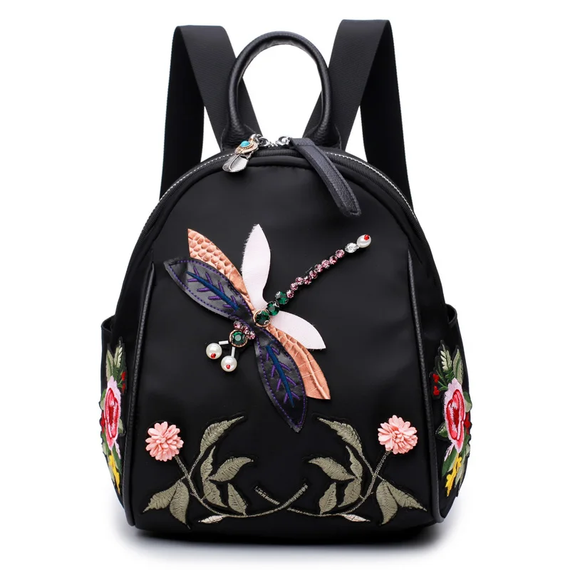 Роскошный женский рюкзак для путешествий с рисунком стрекозы из мультфильма, водонепроницаемый Оксфордский рюкзак на плечи, красивый стильный рюкзак с вышивкой для девочек