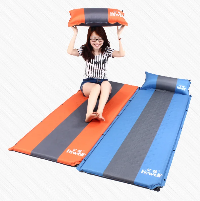 

Hewolf 190T polyester Memory Sponge 200*65*4cm Automatic Inflatable mattress outdoor camping hiking mat with pillow