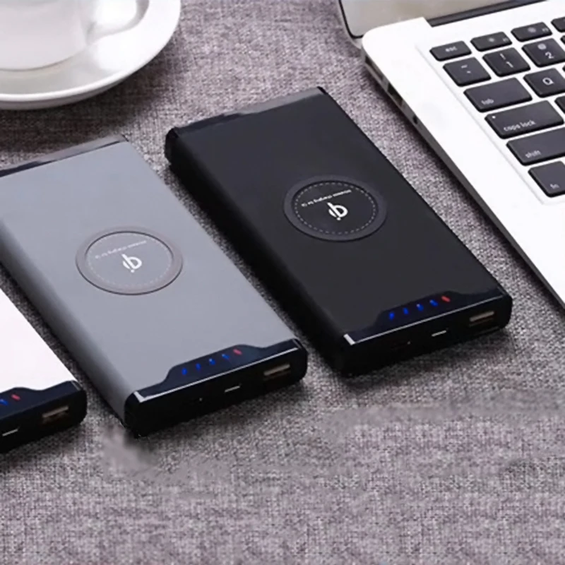 Qi Беспроводное зарядное устройство 20000 мАч портативный USB внешний аккумулятор