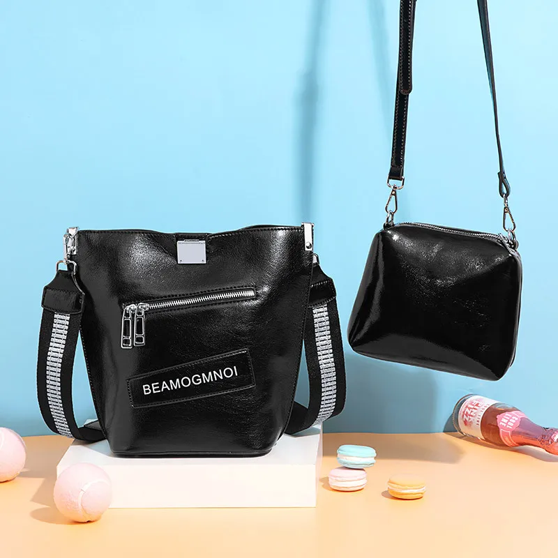 2 шт./компл. корейский Стиль искусственная кожа Chic Crossbody ведро сумки для Для женщин