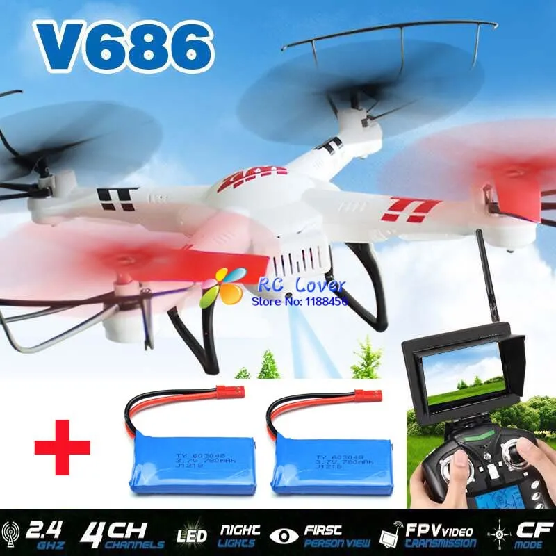 Buy Cheap (With two batteries) Original WLtoys V686G (FPV Version) 4CH drone With 2MP HD Camera RTF MODE 1 and MODE 2 are in stock