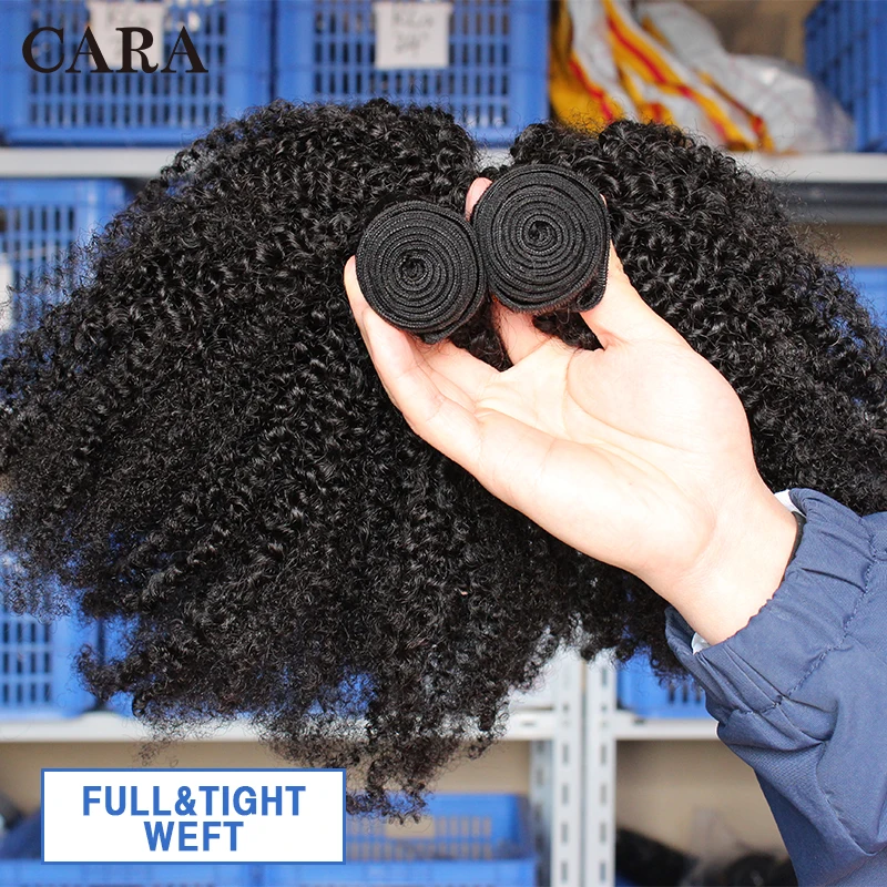 Mongolian Afro Kinky Curly Hair Human Hair Bundles 4B 4C Hair Weave Remy Natural Human Hair Extensions CARA Products 1 Pc