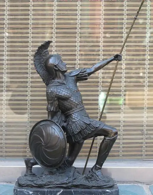 

free 14.5" Greek myth Classical Western Bronze Statue Roman Mars ares Saint fast