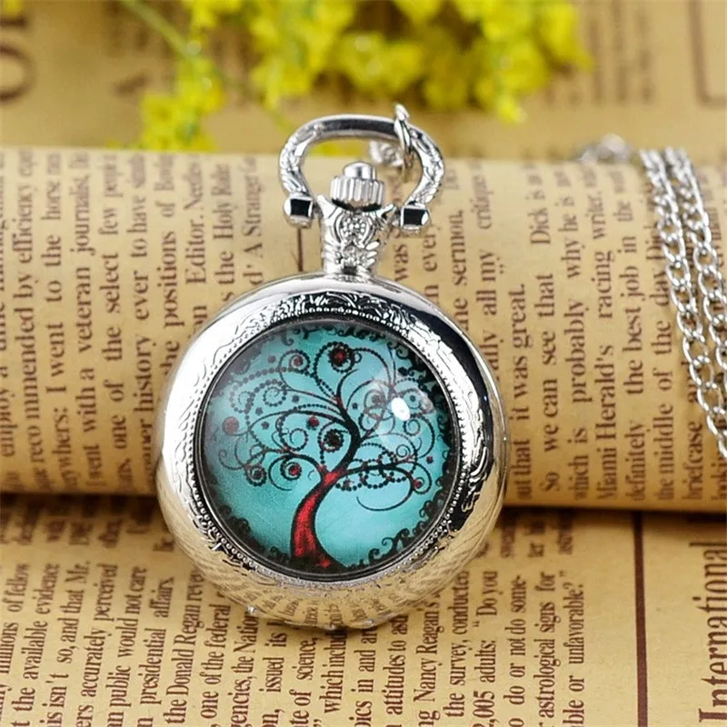 Детские карманные часы The tree of life серебристый эмалированный корпус кварцевые для