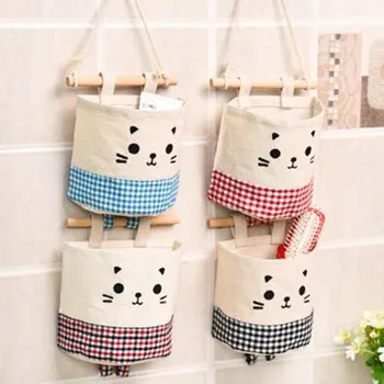 

Wall Hanging Storage Bags Cotton Linen Closet Children Room bathroom for Toys Books Cosmetic Sundries Toys Organizer