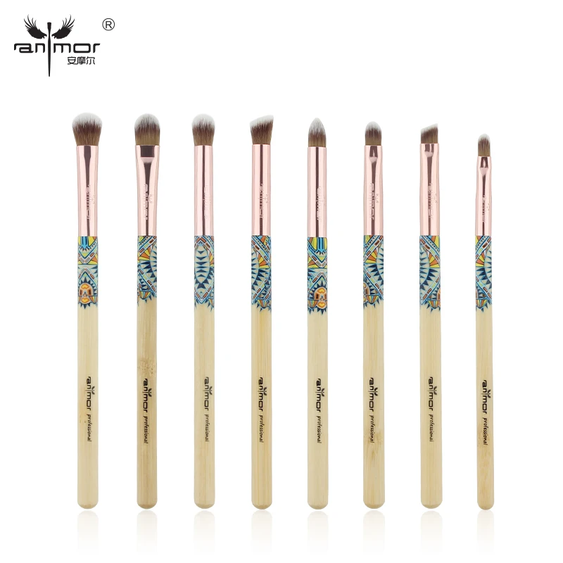 

Anmor 8PCS Eye Shadow Makeup Brushes Kit Professional Make Up Brushes Bamboo Cosmetics Brush Set