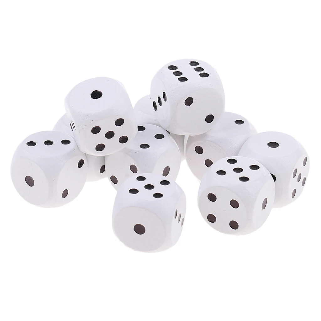 MagiDeal 10Pieces Wooden Dice D6 Six Sided Dotted Dice for Dungeons and DragonsTable Board Games