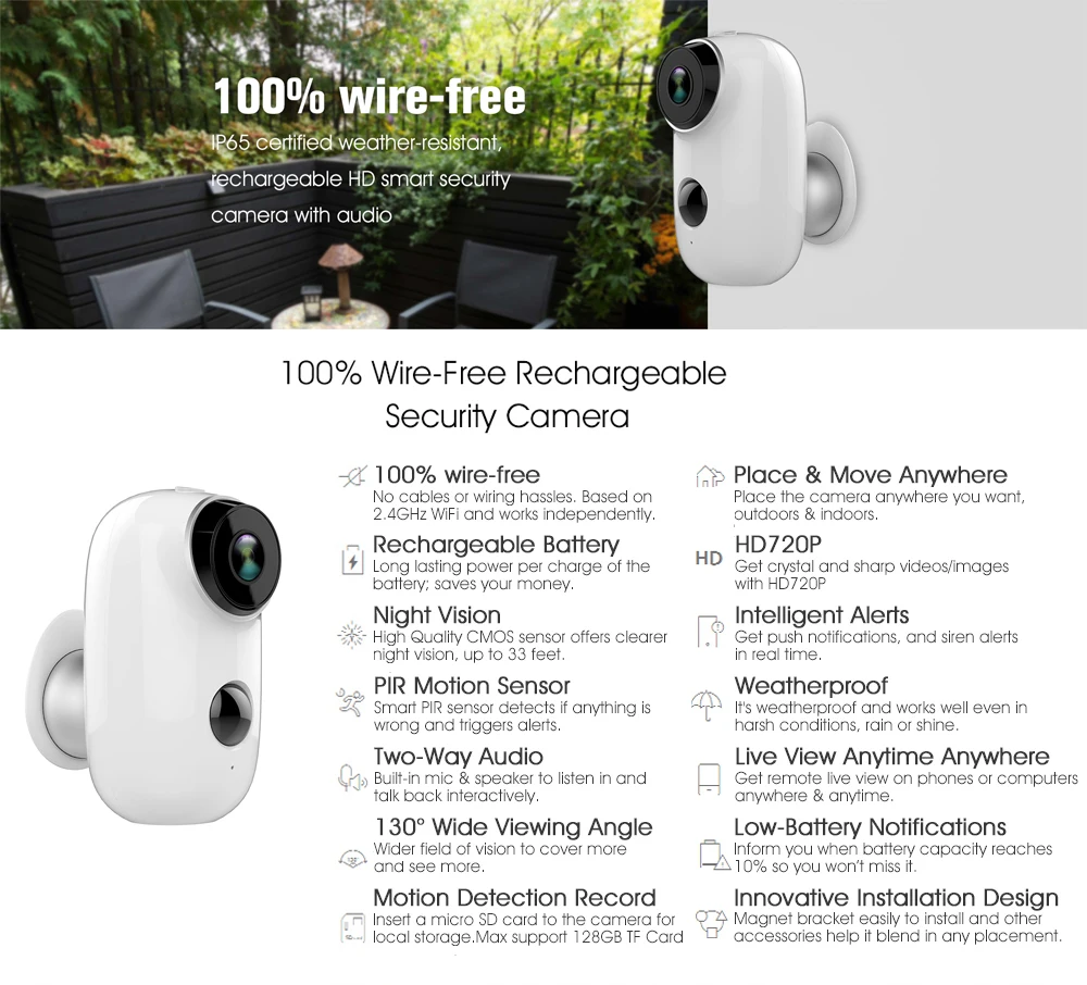 Smart Home Wifi Camera IP 6000mA Battery PIR Motion Sensor Waterproof IP65 Night Vision Remote Monitoring CCTV Camera Smart Home Wifi Camera IP 6000mA Battery PIR Motion Sensor Waterproof IP65 Night Vision Remote Monitoring CCTV Camera