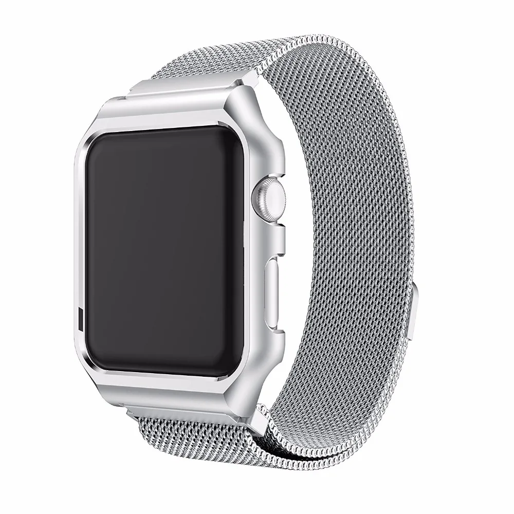 Миланская петля+ металлическая рамка для iWatch Apple Watch 38 мм 40 мм 42 мм 44 мм серия 4 3 2 1 ремешок для часов Ремешок из нержавеющей стали