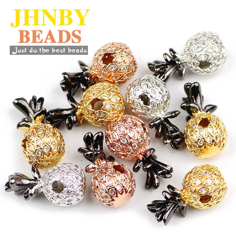 JHNBY Ananas подвески медные бусины спейсеры Micro Pave CZ металлические фруктовые