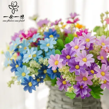 

28 Heads jump orchid small daisy artificial flowers bouquet silk flowers for home decoration Store decor fake flowers