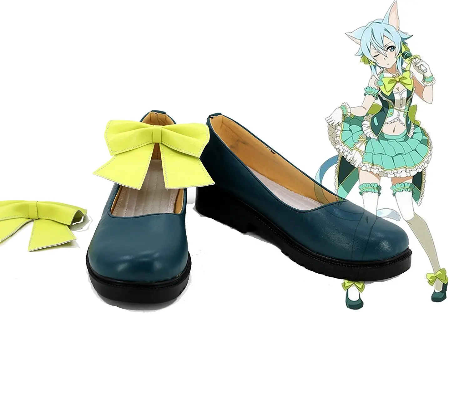 

Sinon Flat Shoes Cosplay Sword Art Online:Fatal Bullet Asada Shino Cosplay Shoes Green Boots Custom Made Any Size