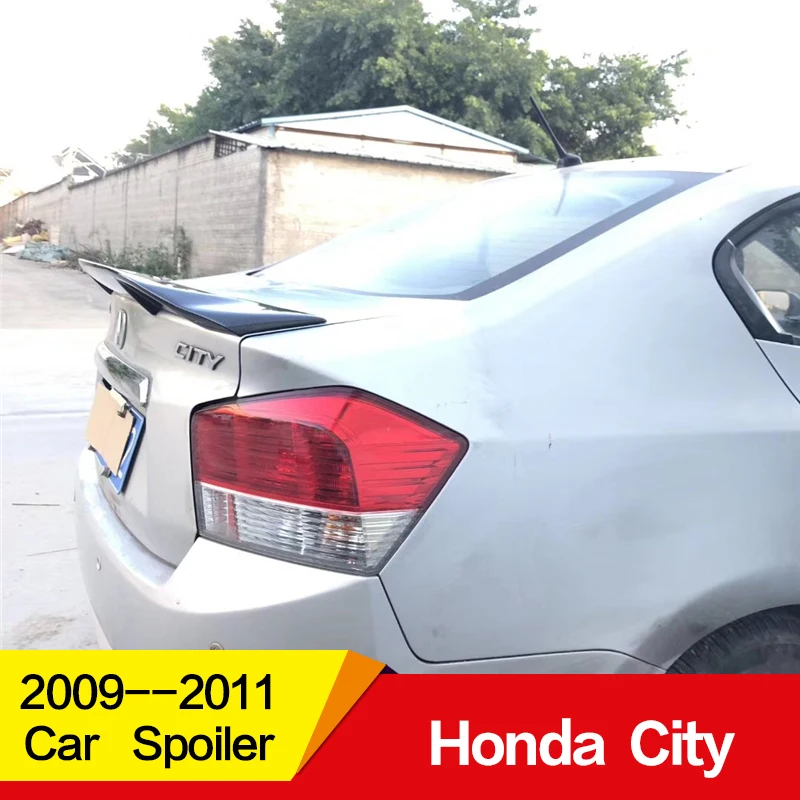 Использовать для старого Honda CITY спойлер 2008 09 10 11 лет Глянцевая углеродное волокно/FRP заднее крыло R стиль спойлер, аксессуары